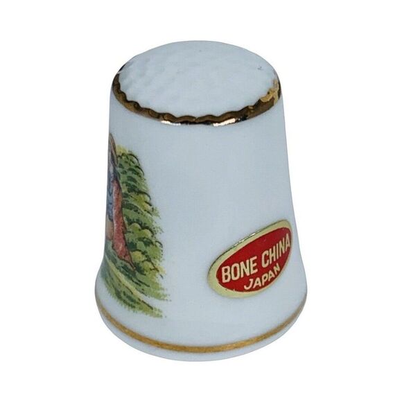 VTG Japan Bone China Limoges Woman Sewing Thimble Figural Couple Hand Painted - Picture 3 of 6